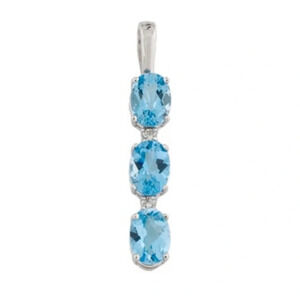 Brand New Topaz and Diamond Pendant with 14K White Gold
